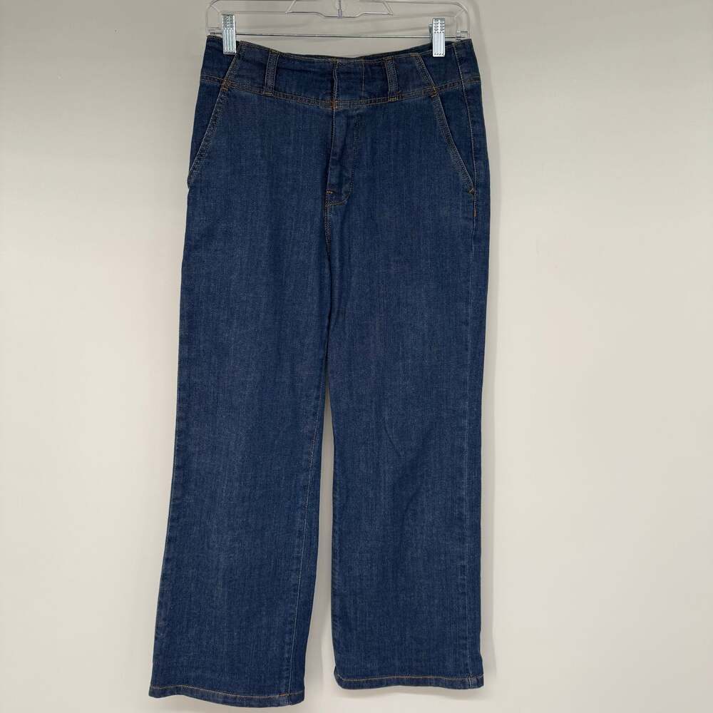Pilcro Anthropologie Wide Leg Crop Women's Sze 26 Med Blue Wash Hi-Rise